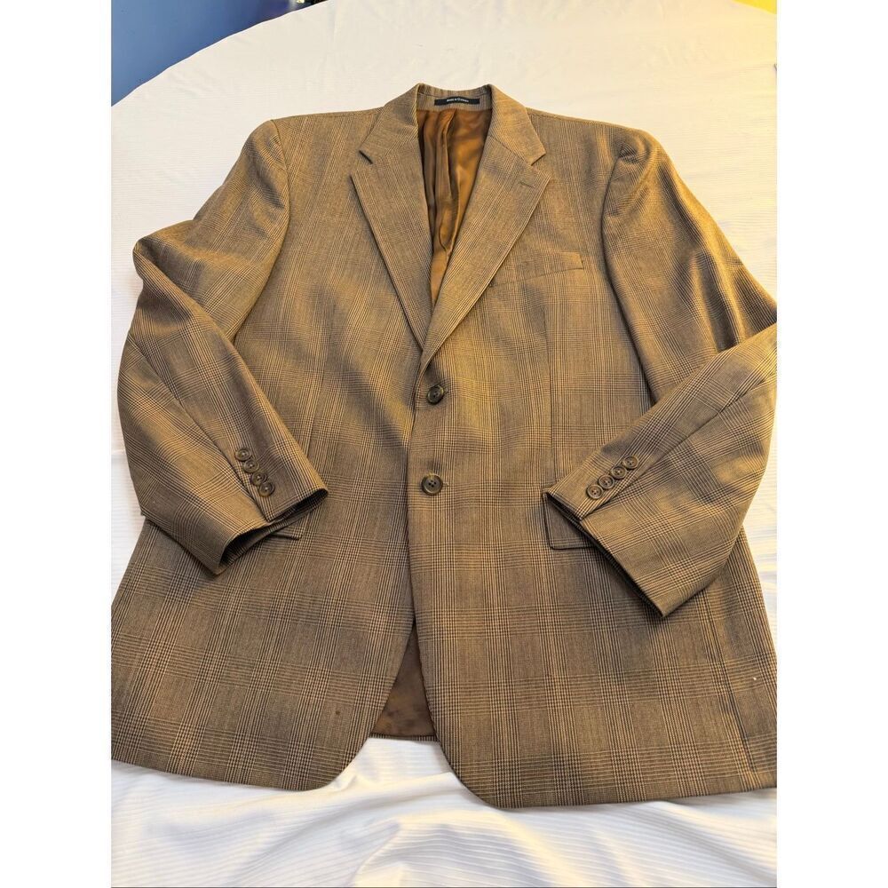 Polo University Club By Ralph Lauren Brown Plaid Gingham Blazer Size 43R